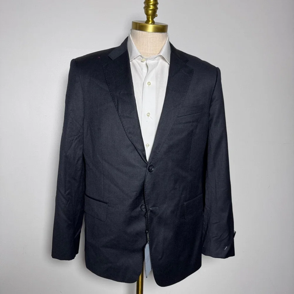 John W. Nordstrom Blazer Mens 42S Charcoal Grey Solid Reda Travel Wool Jacket